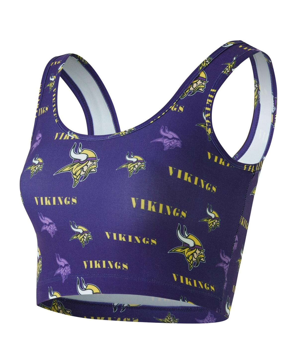 Concepts Sport Women's Purple Minnesota Vikings Mosaic Allover Print Bralette In Blue