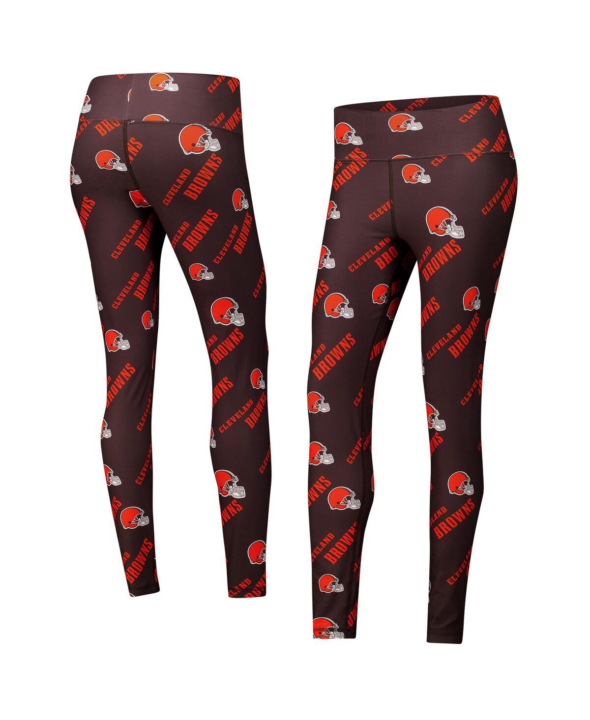 Concepts Sport Women's Brown Cleveland Browns Breakthrough Allover Print Knit Sleep Leggings In Brown