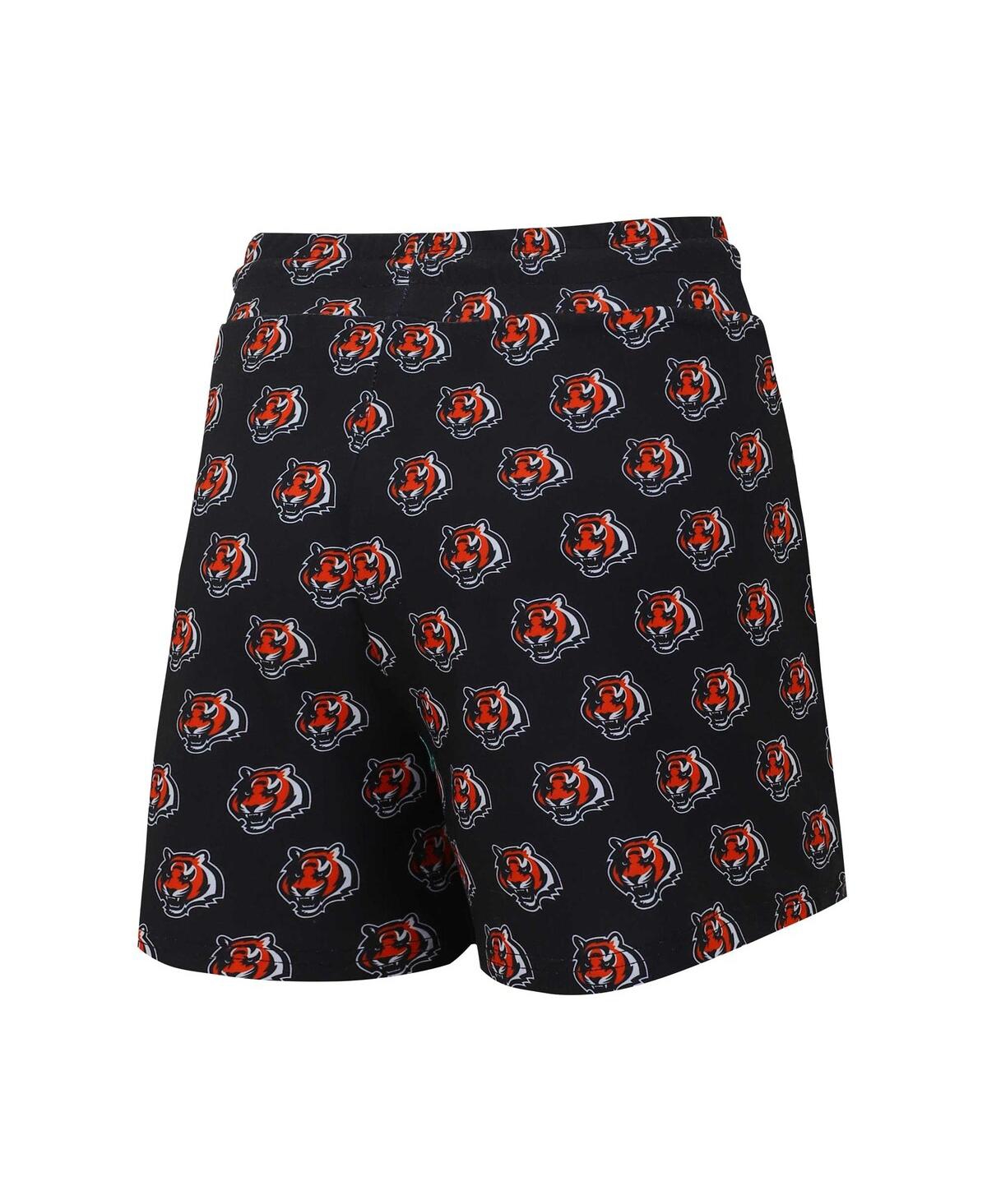 Concepts Sport Women's Cincinnati Bengals Gauge Allover Print Cropped Tank Top Shorts Sleep Set In Black