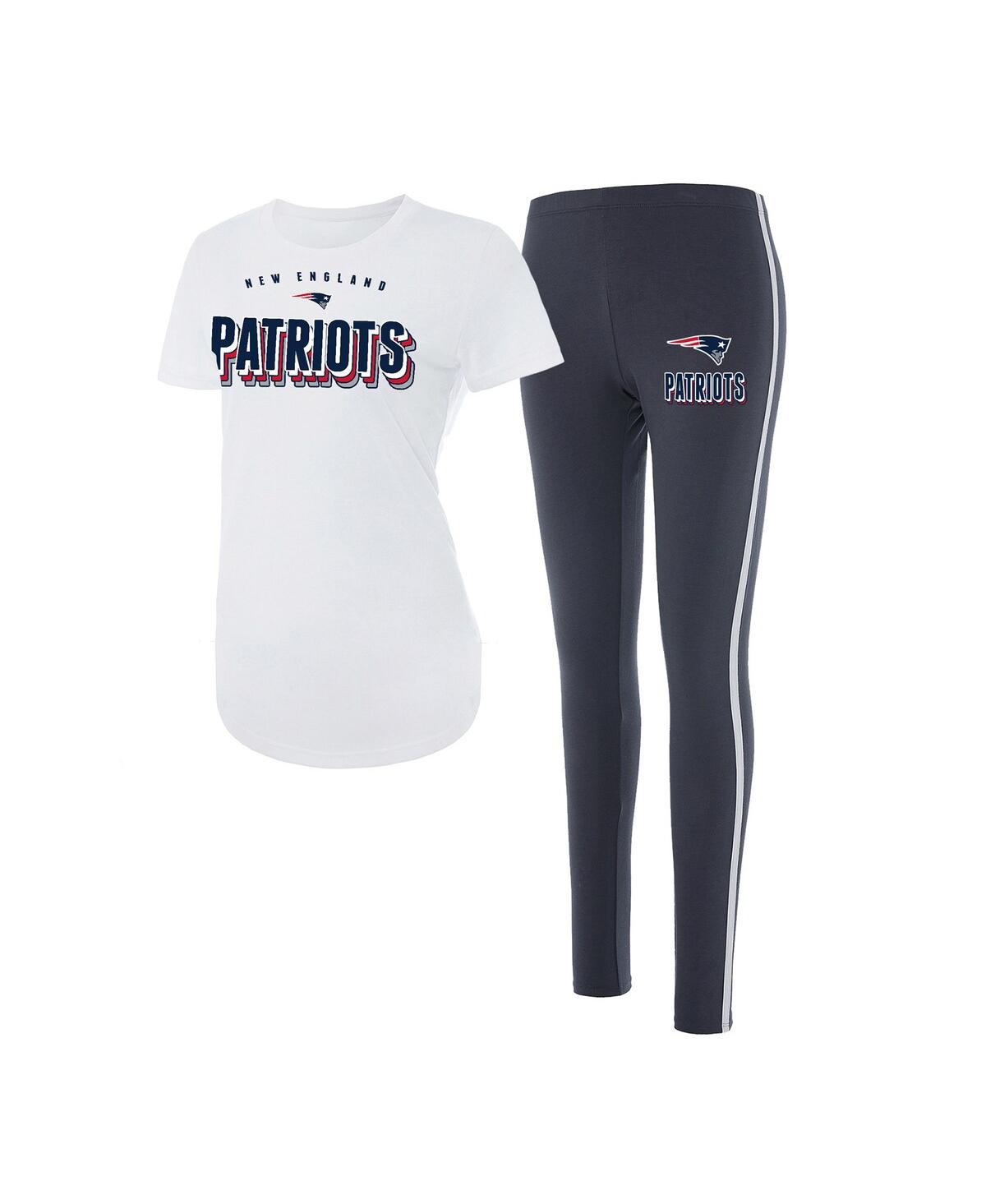 Concepts Sport Women's White/charcoal New England Patriots Sonata Short Sleeve Top Leggings Set In Multi