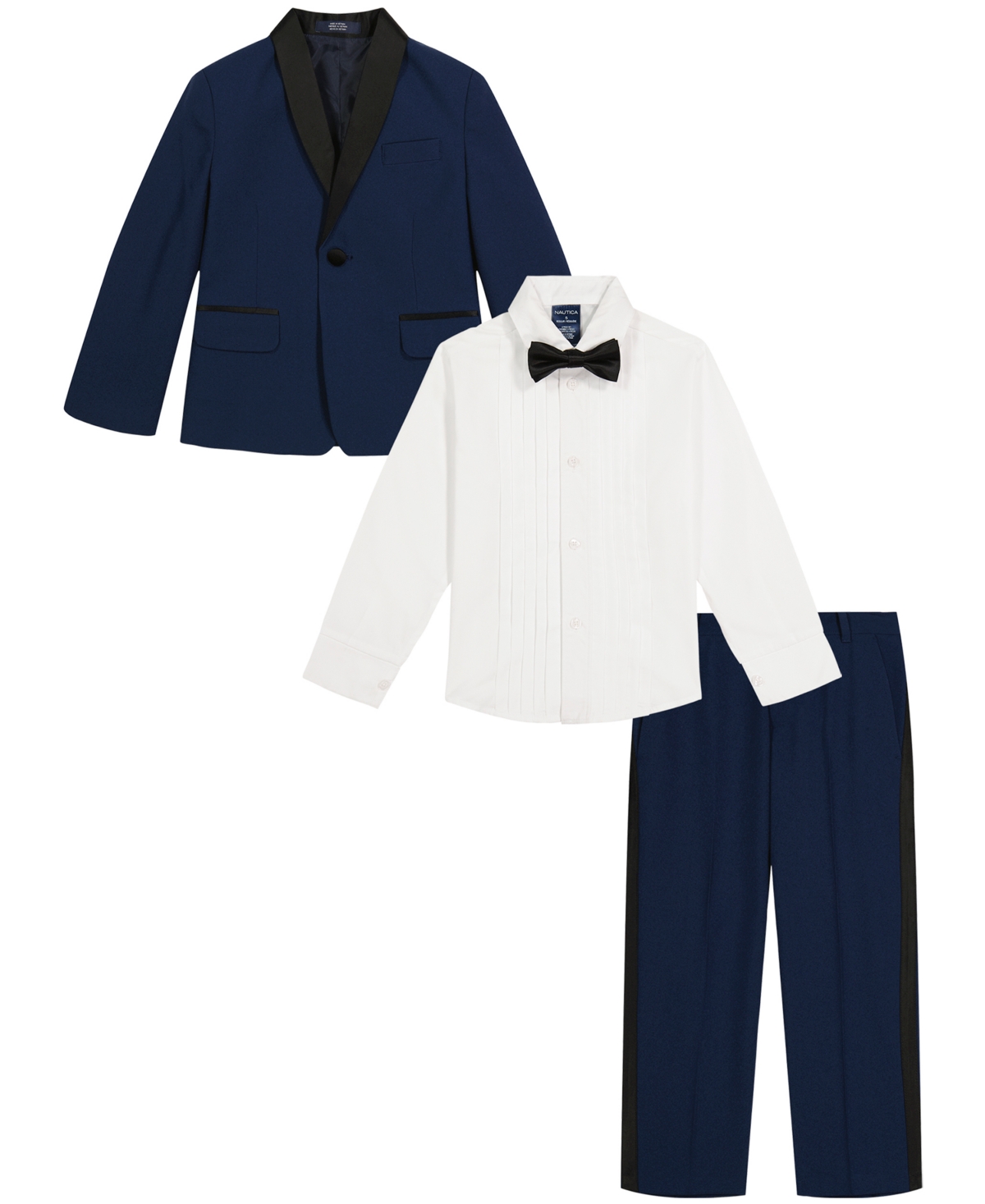 Nautica Boys 2t-7 4-piece Long Sleeve Shirt, Vest, Pants And Tie Set In Blue