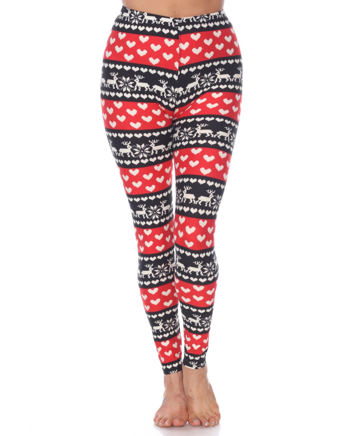 White Mark Plus Size Holiday Legging Pants, 3-pack In Multi