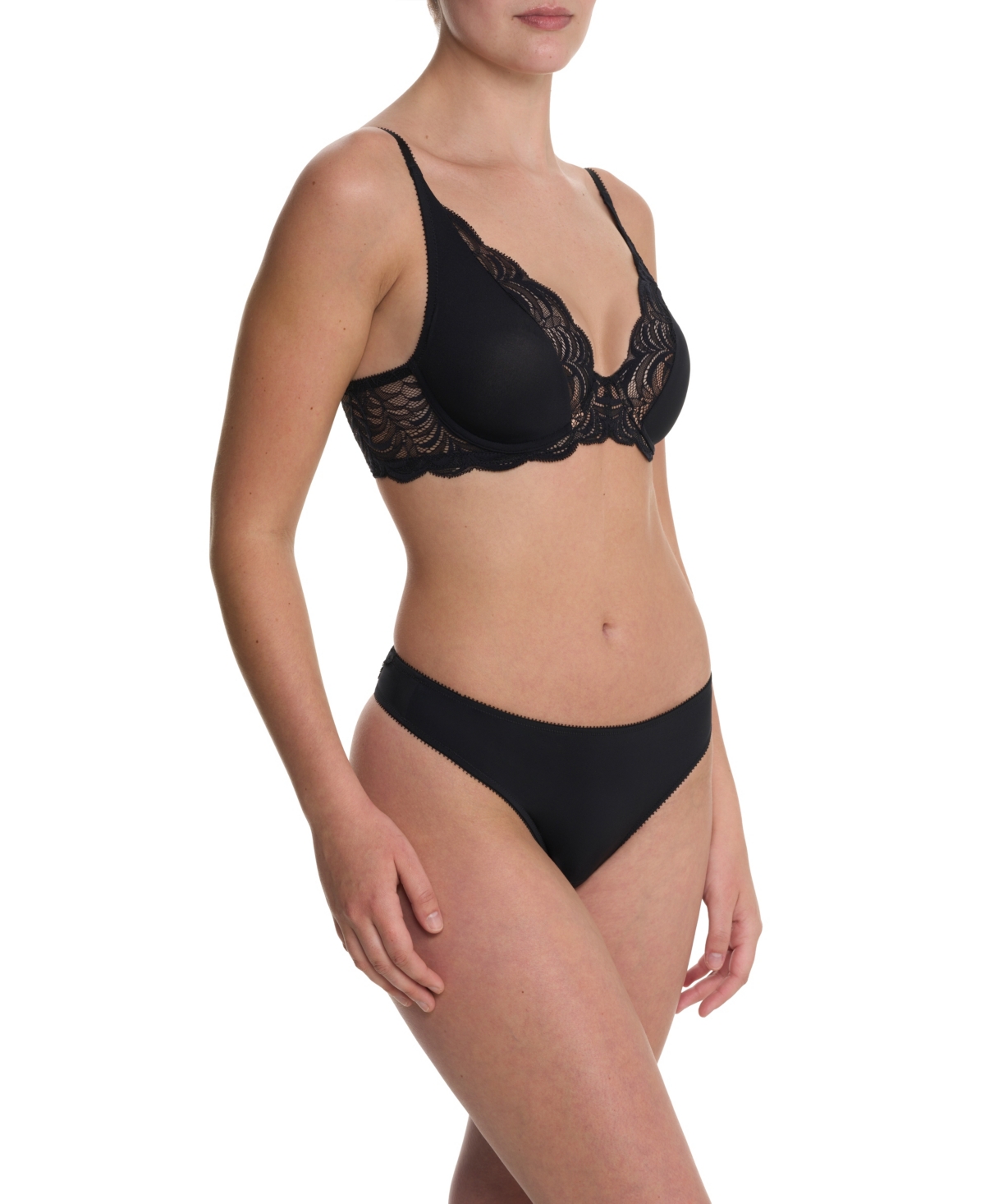 Natori Persuasion Lace Convertible Plunge T-shirt Bra In Black
