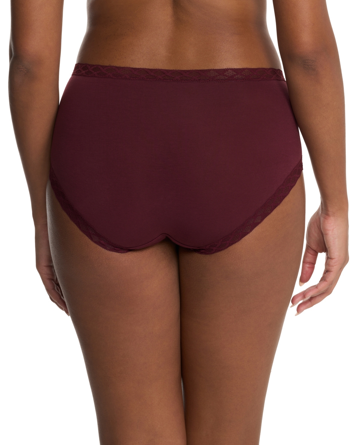 Natori Bliss Lace-trim High Rise Cotton Brief 755058 In Brown