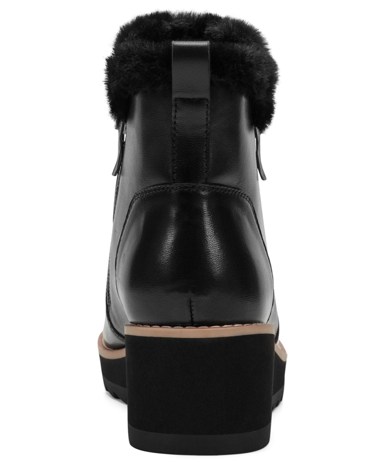 Женские ботинки Easy Spirit Jane Cozy Side Zip Wedge Booties, цвет: Чёрный кожаный — фото 3