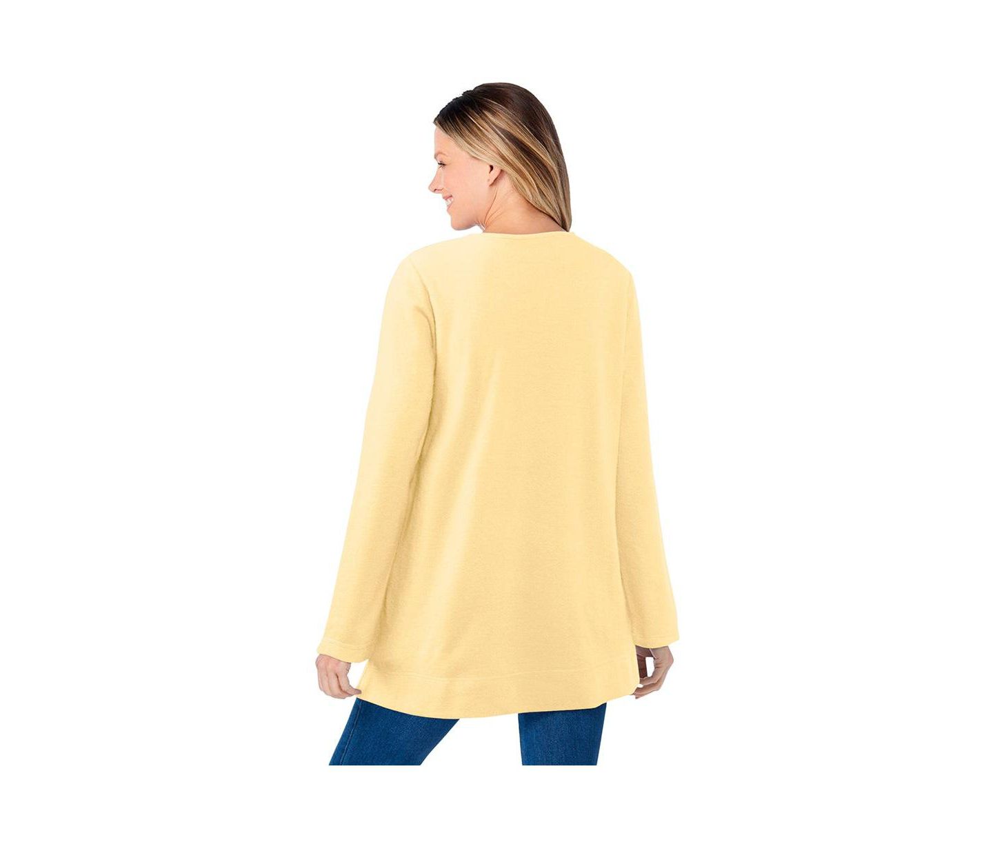 Женский свитшот Woman Within Within Crewneck Ultra Soft Sherpa, цвет: Banana — фото 2