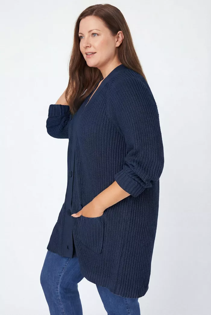 Plus Size Within Button-Front Shaker Cardigan Sweater - thumbnail 9