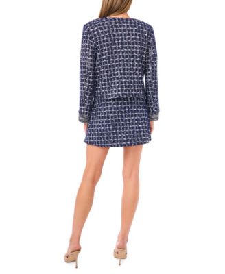 Women's Collarless Crew Neck Long Sleeve Jacket