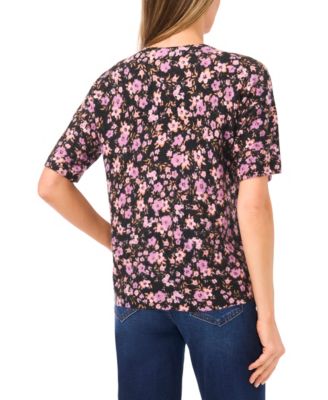 Women's Floral Print Short Sleeve Cardigan