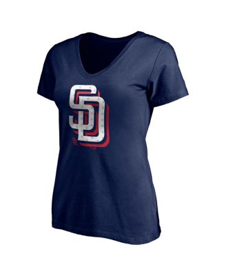 Women's Navy San Diego Padres Red White and Team V-Neck T-Shirt