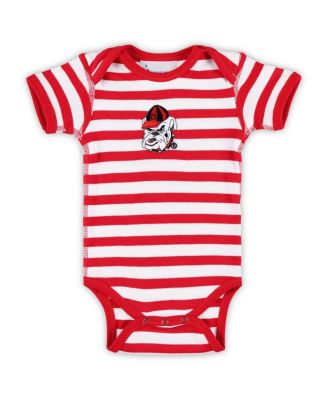 Two Feet Ahead - Baby Boys and Girls Red Georgia Bulldogs Stripe Shoulder Bodysuit