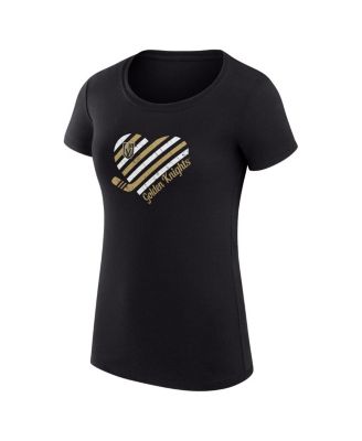 Women's Black Vegas Golden Knights Super-Slim Fit Lightweight Heart T-Shirt
