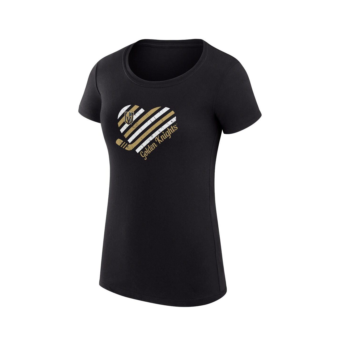 Женская футболка G-III 4Her by Carl Banks Black Vegas Golden Knights Super-Slim Fit Lightweight Heart — фото 2