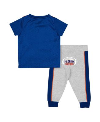 Baby Boys and Girls 2-Piece Royal/Heather Gray Florida Gators Ka-Boot-It Jersey and Pants Set
