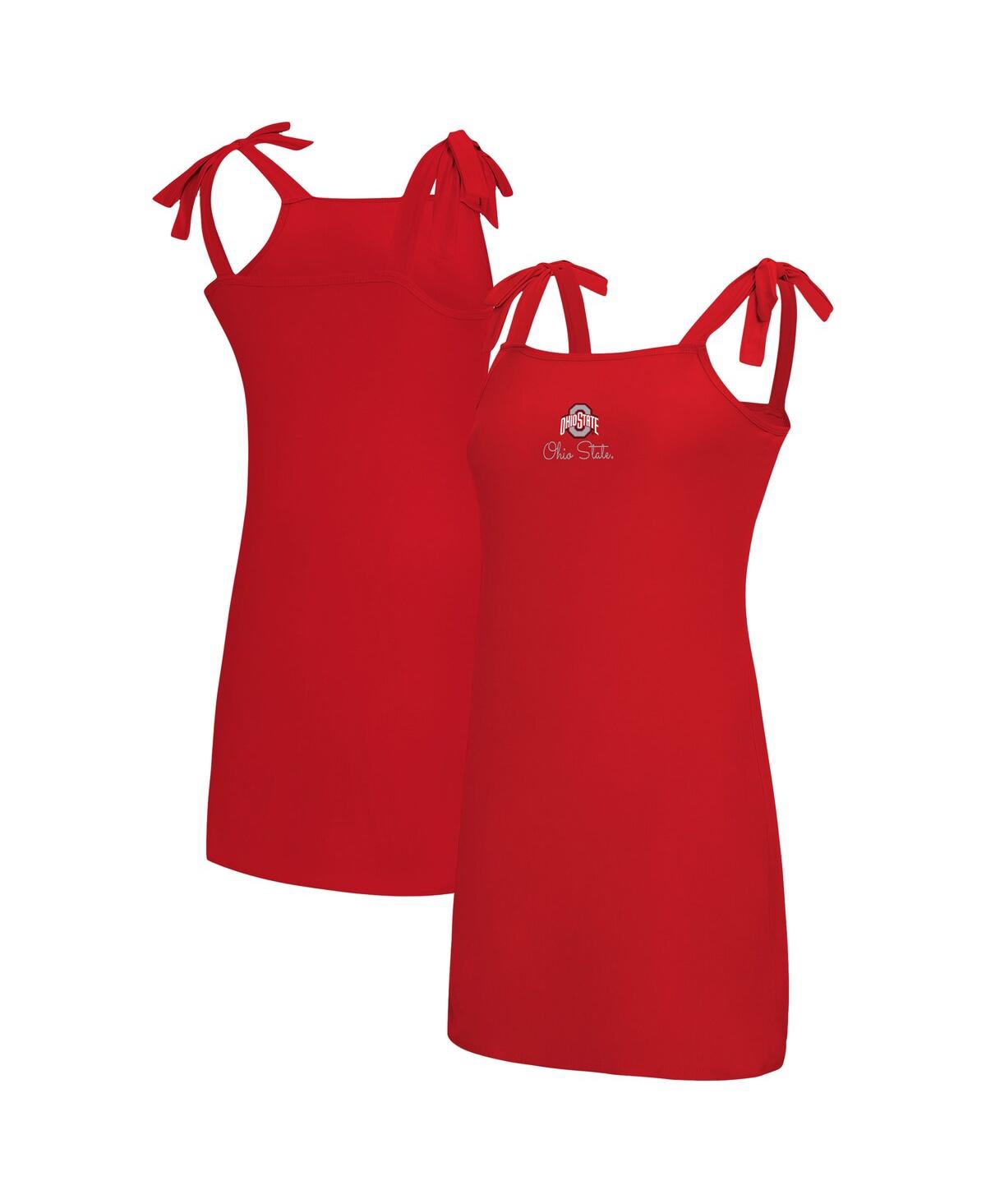 Concepts Sport Women's Scarlet Ohio State Buckeyes Tie-shoulder Nightdress In Red