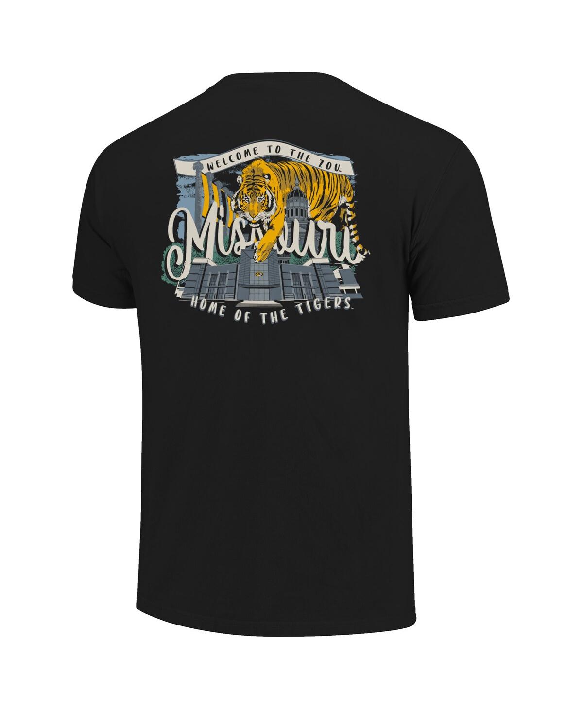 Image One Women's Black Missouri Tigers Comfort Colors Campus Scene Drawing Script T-shirt In Blue