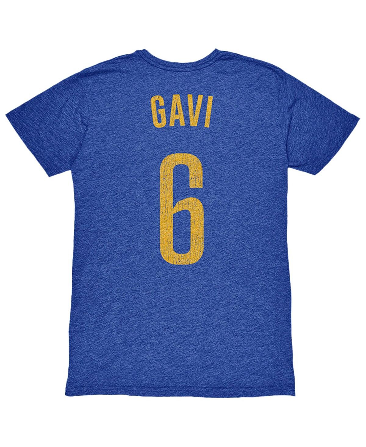 1863fc Men's Gavi Heather Royal Barcelona Player Name Number Twisted Tri-blend Slub T-shirt In Blue