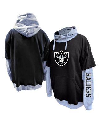 Profile - Men's Black/Heather Gray Las Vegas Raiders Big Tall Twofer Pullover Hoodie
