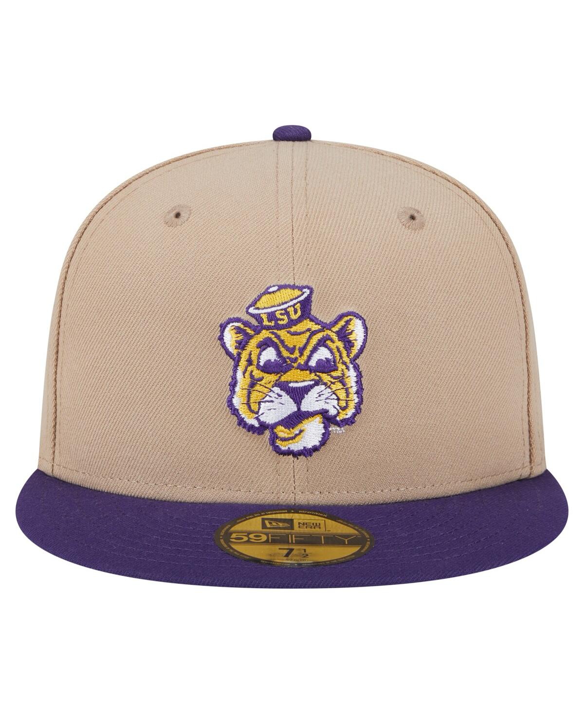 New Era Men's Khaki Lsu Tigers Throwback Two-tone 59fifty Fitted Hat In Brown