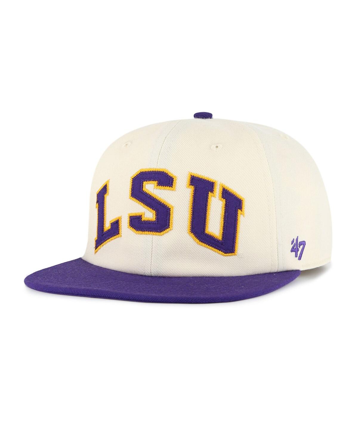 47 Brand Men's And Women's Natural Lsu Tigers Crossover Off Hand Captain Adjustable Hat In White