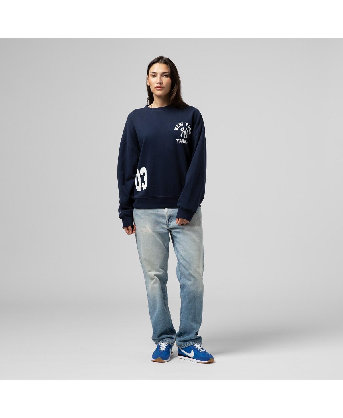 Mitchell & Ness Women's Navy New York Yankees Cooperstown Collection Crewneck Sweatshirt In Blue