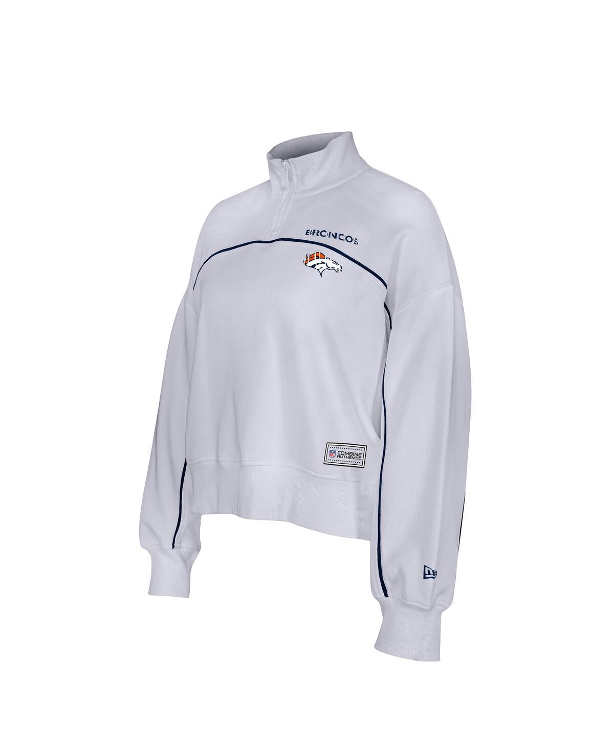 New Era Women's White Denver Broncos Functional Fandom Quarter-zip Sweatshirt In Brown