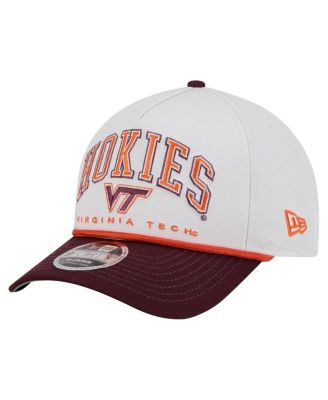 New Era - Men's White/Maroon Virginia Tech Hokies Arch Two-Tone Rope 9FORTY A-Frame M-Crown Adjustable Hat