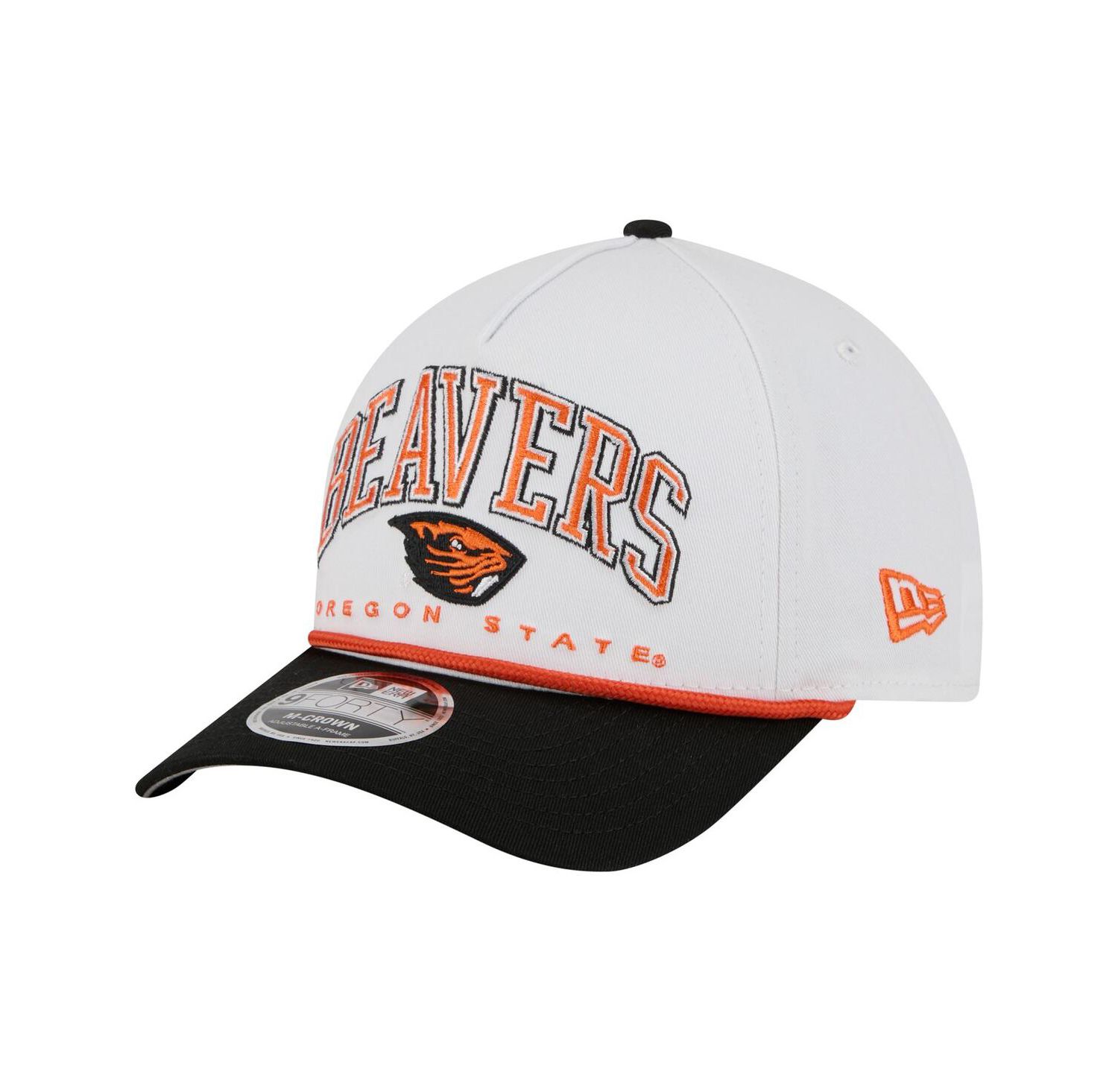 Men's White/Black Oregon State Beavers Arch Two-Tone Rope 9FORTY A-Frame M-Crown Adjustable Hat