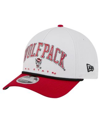 New Era - Men's White/Red NC State Wolfpack Arch Two-Tone Rope 9FORTY A-Frame M-Crown Adjustable Hat