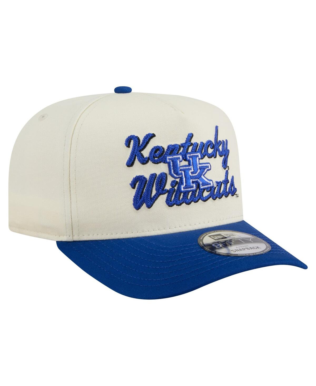New Era Men's Cream/royal Kentucky Wildcats Vintage Chainstitch 9fifty A-frame Snapback Hat In Neutral