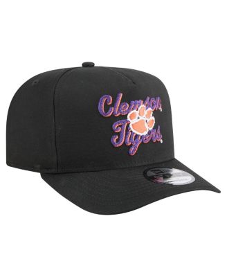 Men's Black Clemson Tigers Vintage Chainstitch 9FIFTY A-Frame Snapback Hat
