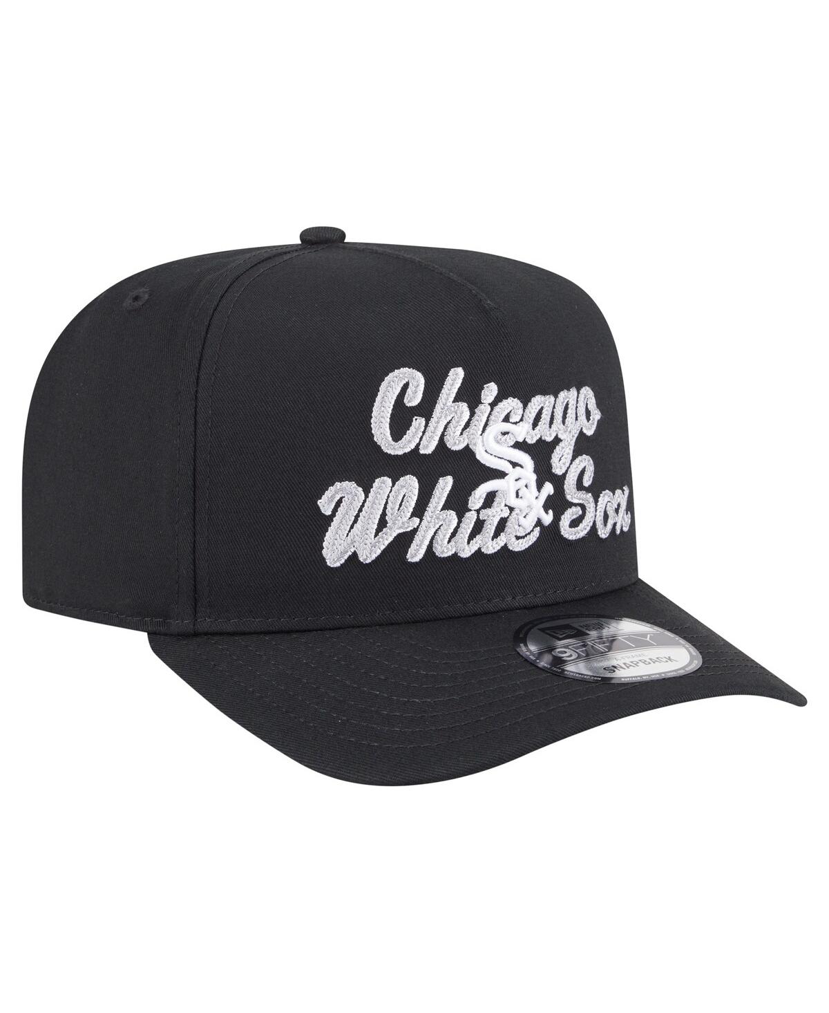 New Era Men's Black Chicago White Sox Chainstitch 9fifty A-frame Snapback Hat In Black
