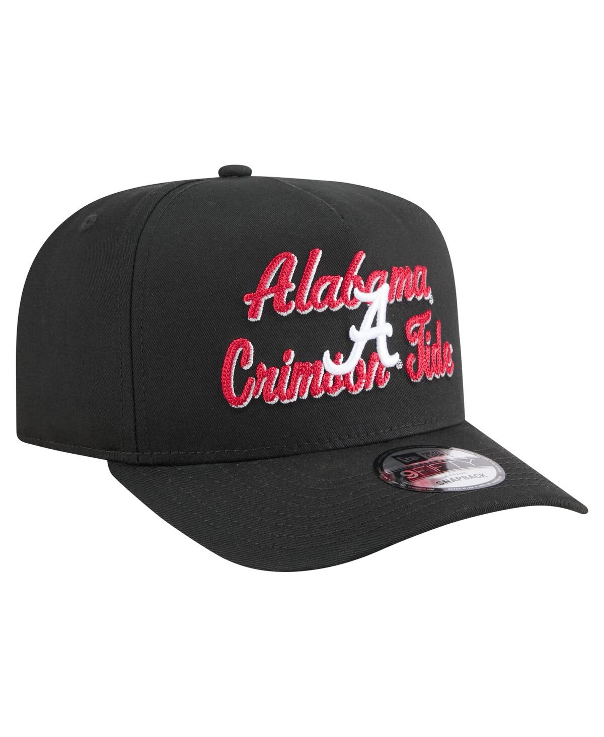 New Era Men's Black Alabama Crimson Tide Vintage Chainstitch 9fifty A-frame Snapback Hat In Black