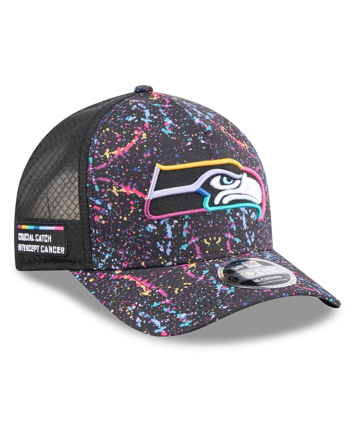 New Era Men's Black Seattle Seahawks 2025 Nfl Crucial Catch 9FORTY Adjustable Hat