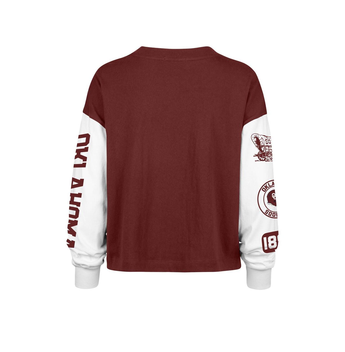 Женская футболка '47 Brand Crimson Oklahoma Sooners Sydney Long Sleeve — фото 3