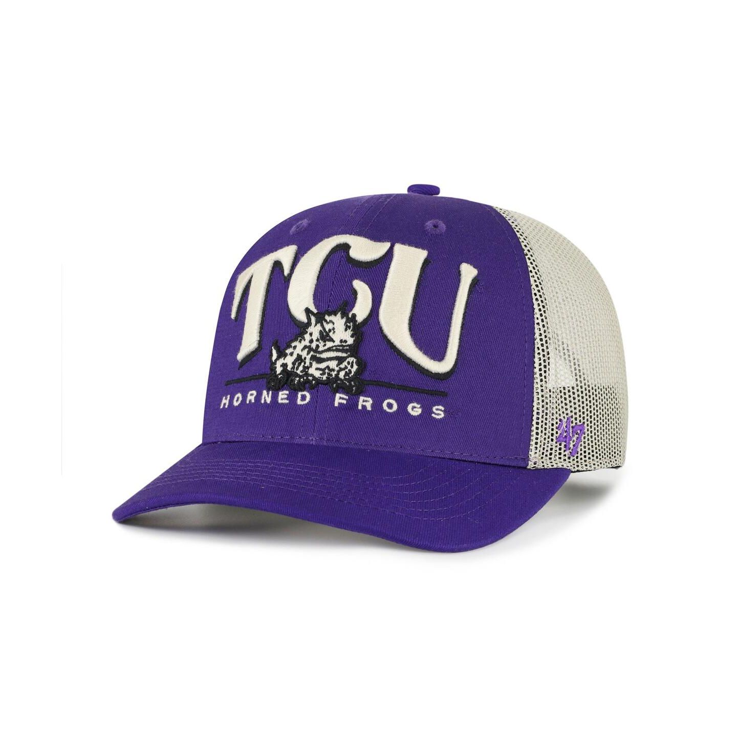 Мужская кепка '47 Brand Purple TCU Horned Frogs Arid Adjustable Trucker Hat — фото 1