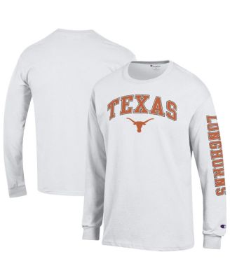 Champion - Men's White Texas Longhorns Arch Over Logo 2-Hit Long Sleeve T-Shirt