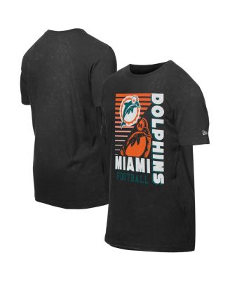 New Era - Men's Black Miami Dolphins Retro Logo Enzyme Washed Oversized T-Shirt