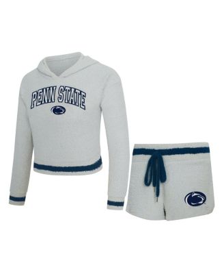 Concepts Sport - Women's Gray/Navy Penn State Nittany Lions Whitley Long Sleeve Hoodie Top and Shorts Set