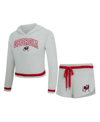Concepts Sport - Women's Gray/Red Georgia Bulldogs Whitley Long Sleeve Hoodie Top and Shorts Set