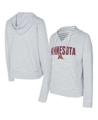 Concepts Sport - Men's White/Gray Minnesota Golden Gophers French Terry Striped V-Neck Pullover Hoodie