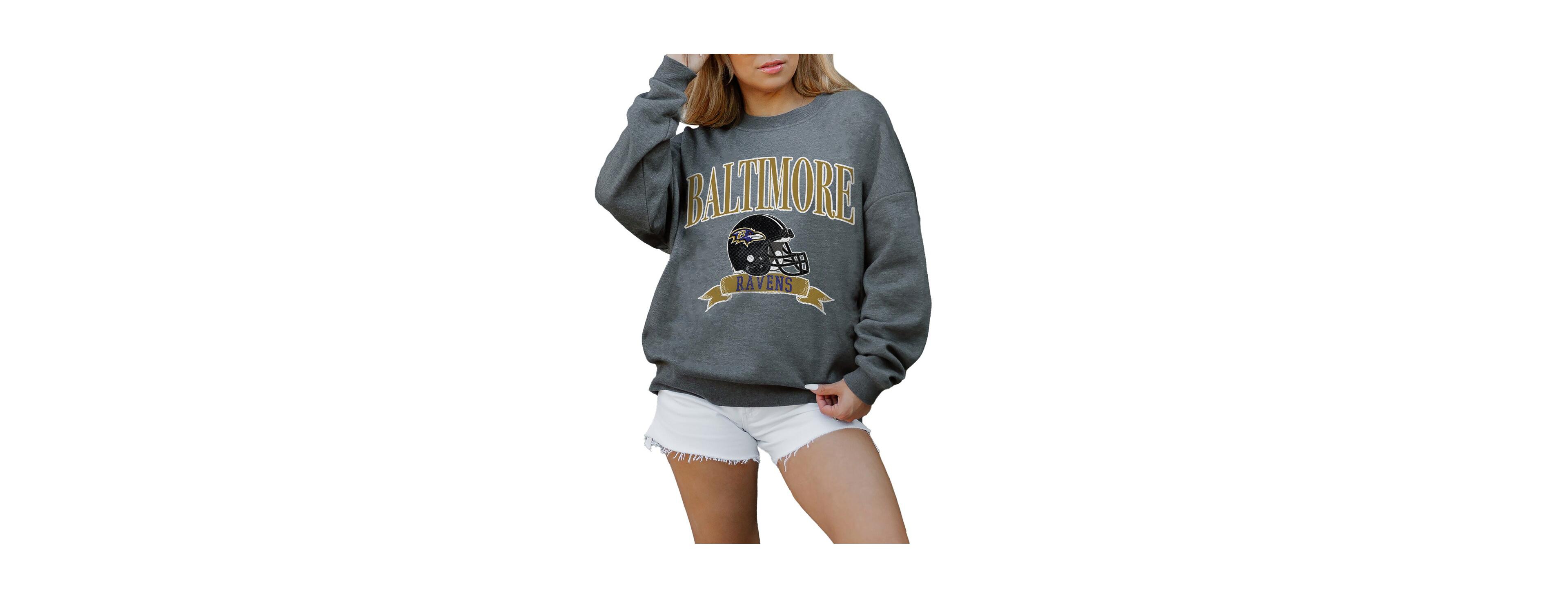 Gameday Couture Women's Charcoal Baltimore Ravens Oversized Seal The Deal Premium Fleece Drop Shoulder Pullover Sweatshirt