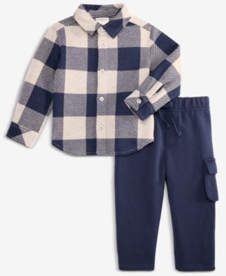 First Impressions - Baby Boys 2-Pc. Buffalo Plaid Shirt & Pants Set