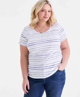 Plus Size Printed Scoop-Neck Short-Sleeve T-Shirt, Macy's Exclusive