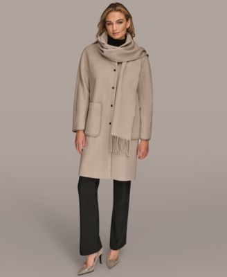 Women's Snap Button Scarf Coat