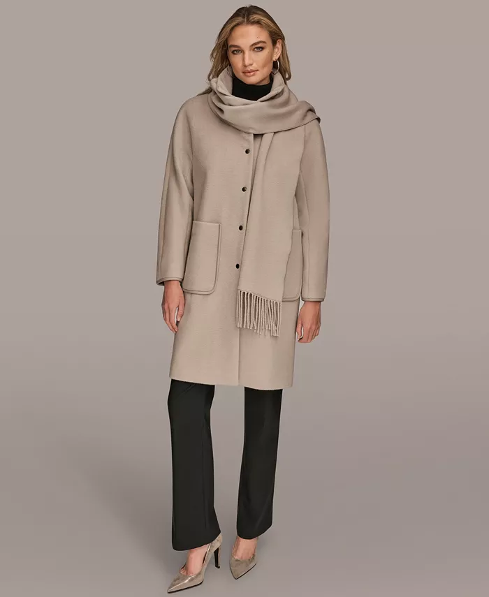 Women's Snap Button Scarf Coat - thumbnail 3