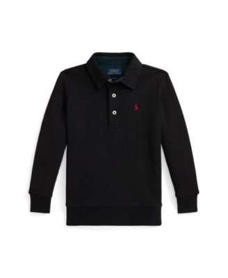 Boys' 2-7 Plaid-Trim Fleece Polo-Collar Sweatshirt