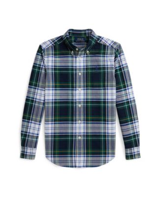 Boys' 8-20 Plaid Long Sleeve Oxford Shirt