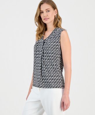 Women's Printed Knot-Neck Sleeveless Top