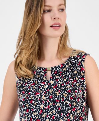 Women's Printed Keyhole Sleeveless Top